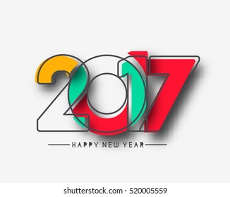 Happy new year 2017 Text Design vector illustration