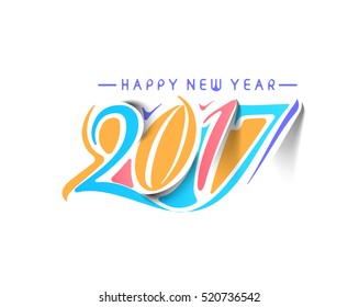 Happy new year 2017 Text Design vector illustration