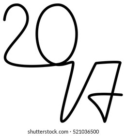 Happy new year 2017 text design on the white background
