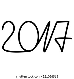 Happy new year 2017 text design on the white background