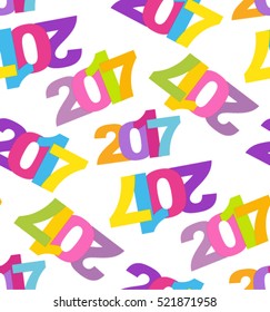 Happy new year 2017 Text Design vector. Pattern with numbers 2017