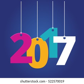 Happy new year 2017 Text Design vector. Hand drawn Christmas illustration with numbers 2017