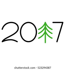 Happy new year 2017 text design on the white background
