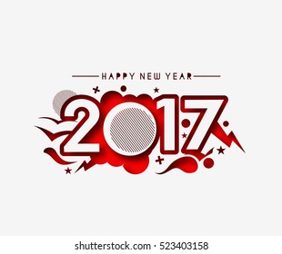 Happy new year 2017 Text Design vector illustration