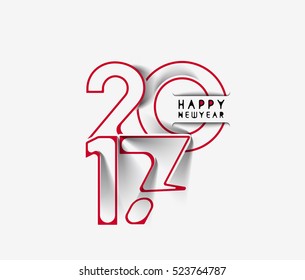 Happy new year 2017 Text Design vector illustration