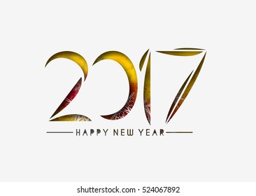 Happy new year 2017 Text Design vector illustration