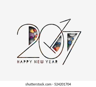 Happy new year 2017 Text Design vector illustration