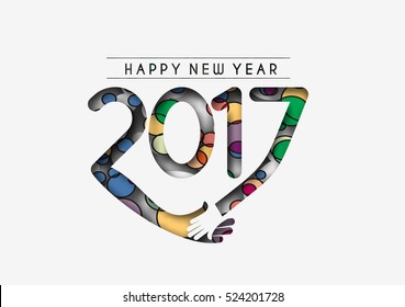Happy new year 2017 Text Design vector illustration