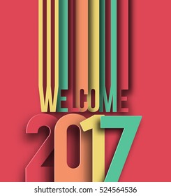 Happy new year 2017 Text Design vector illustration