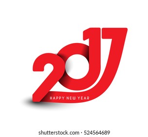 Happy new year 2017 Text Design vector illustration