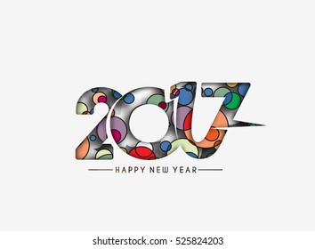 Happy new year 2017 Text Design vector illustration