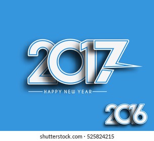 Happy new year 2017 Text Design vector illustration