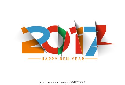 Happy new year 2017 Text Design vector illustration