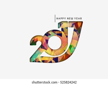 Happy new year 2017 Text Design vector illustration