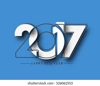 Happy new year 2017 Text Design vector illustration