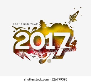 Happy new year 2017 Text Design vector illustration