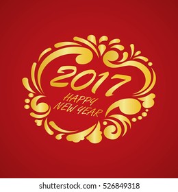 Happy New Year 2017 text design. Vector greeting illustration