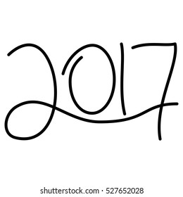 Happy new year 2017 text design on the white background