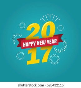Happy New Year 2017 text design. Vector greeting illustration