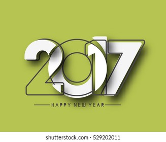 Happy new year 2017 Text Design vector illustration