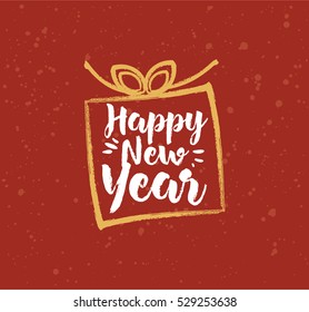 Happy New Year 2017 text design. Vector logo, typography. Usable as banner, greeting card, gift package etc.