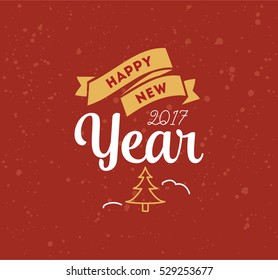 Happy New Year 2017 text design. Vector logo, typography. Usable as banner, greeting card, gift package etc.