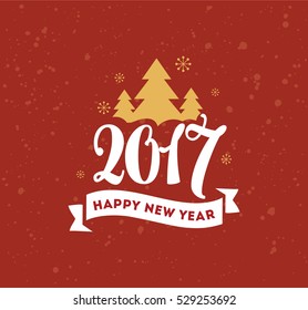 Happy New Year 2017 text design. Vector logo, typography. Usable as banner, greeting card, gift package etc.