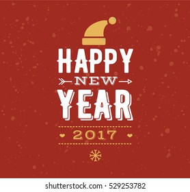 Happy New Year 2017 text design. Vector logo, typography. Usable as banner, greeting card, gift package etc.