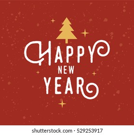Happy New Year 2017 text design. Vector logo, typography. Usable as banner, greeting card, gift package etc.