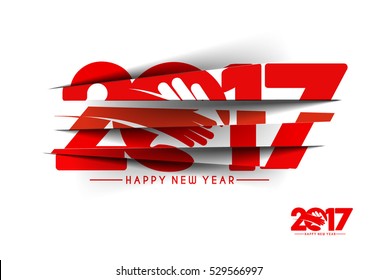 Happy new year 2017 Text Design for Flyers and Greetings Card. Vector illustration