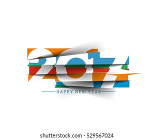 Happy new year 2017 Text Design for Flyers and Greetings Card. Vector illustration