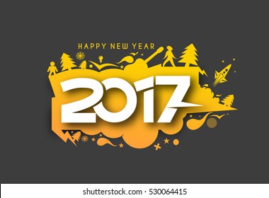 Happy new year 2017 Text Design. Vector illustration