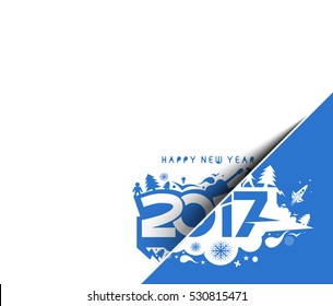 Happy new year 2017 Text Design for Flyers and Greetings Card. Vector illustration