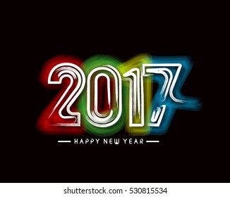 Happy new year 2017 Text Design for Flyers and Greetings Card. Vector illustration