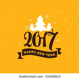 Happy New Year 2017 text design. Vector logo, typography. Usable as banner, greeting card, gift package etc.