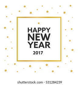 Happy new year 2017 text in frame vector illustration