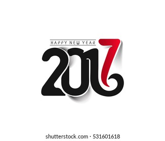 Happy new year 2017 Text Design for Flyers and Greetings Card. Vector illustration