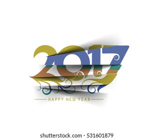 Happy new year 2017 Text Design for Flyers and Greetings Card. Vector illustration