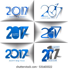 Happy new year 2017 Text Design vector illustration