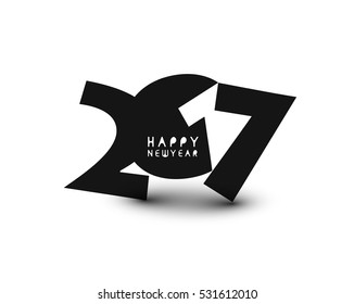 Happy new year 2017 Text Design for Flyers and Greetings Card. Vector illustration