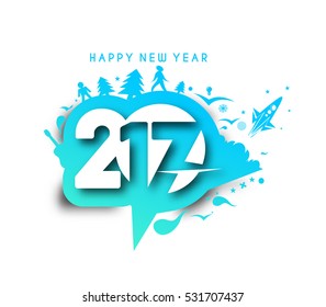 Happy new year 2017 Text Design for Flyers and Greetings Card. Vector illustration