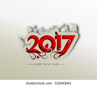 Happy new year 2017 Text Design for Flyers and Greetings Card. Vector illustration