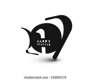 Happy new year 2017 Text Design for Flyers and Greetings Card. Vector illustration