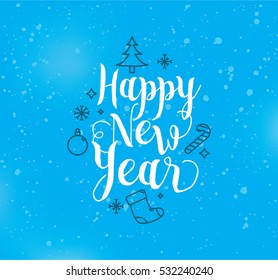 Happy New Year 2017 text design. Vector logo, typography. Usable as banner, greeting card, gift package etc. 