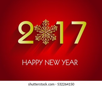 
Happy new year 2017 Text Design vector with snowflake
