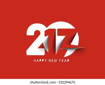 Happy new year 2017 Text Design for Flyers and Greetings Card. Vector illustration