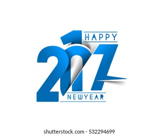 Happy new year 2017 Text Design for Flyers and Greetings Card. Vector illustration