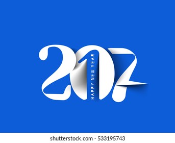 Happy new year 2017 Text Design for Flyers and Greetings Card. Vector illustration