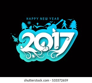 Happy new year 2017 Text Design for Flyers and Greetings Card. Vector illustration