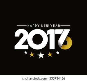 Happy new year 2017 Text Design for Flyers and Greetings Card. Vector illustration